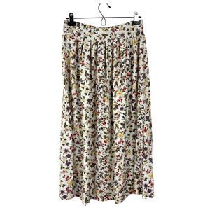 Vintage Floral Midi Skirt Pull On country cottage soft muted 90s Lee David S/M